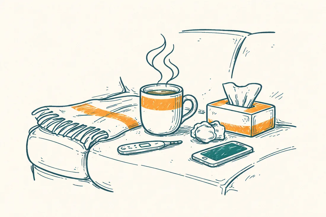 Line illustration for Sick leave & absence